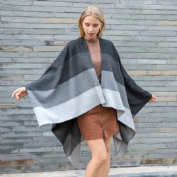 Plaid women poncho